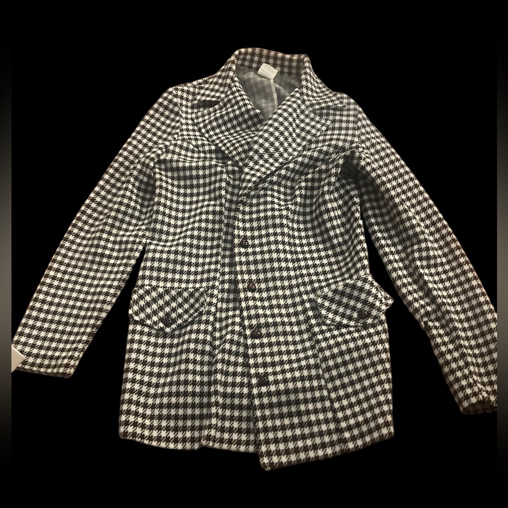 Vintage Houndstooth Shirt Jacket-Paper Tag-Size S-SO GREAT!